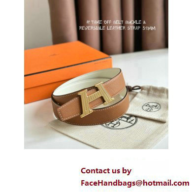 Hermes H Take Off belt buckle  &  Reversible leather strap 32 mm 11 2023